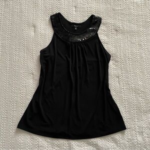 Vintage 2000s black racer back top with beads and sequins